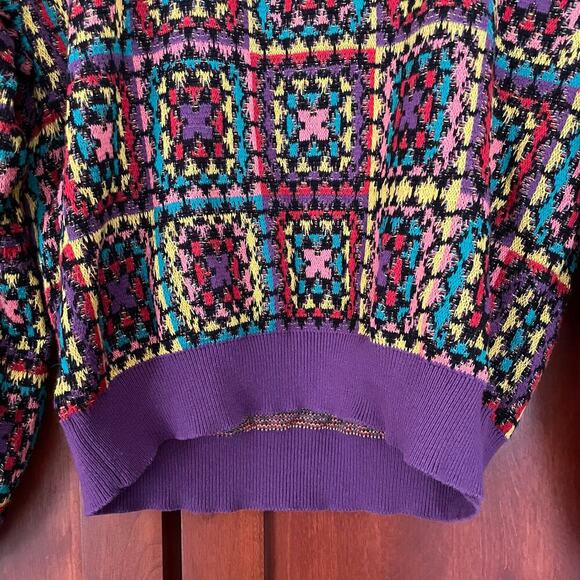 Farm Rio for Anthropologie Sweater Granny Square Pattern Size XS - Picture 5 of 10